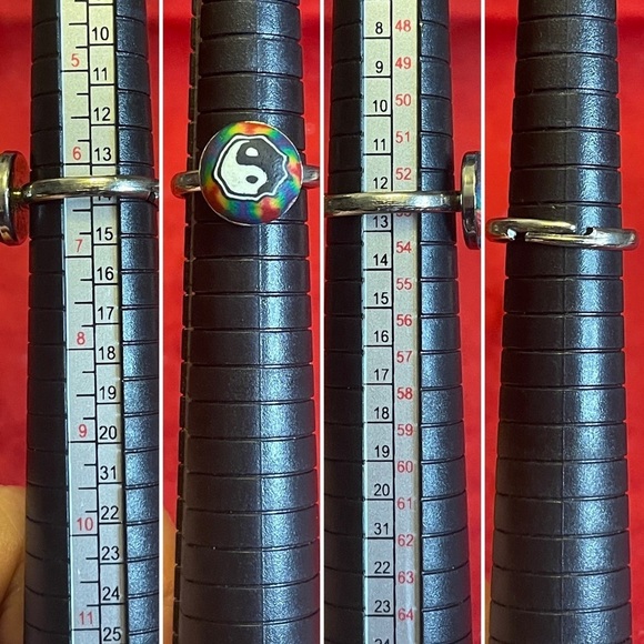 Ying Yang Rainbow circa 1970s Adjustable Vintage Silver Ring for Finger or Toe - Picture 6 of 16